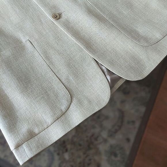 Vtg Guy Laroche "Charles" natural tone wool-linen blend sport coat - Picture 9 of 14